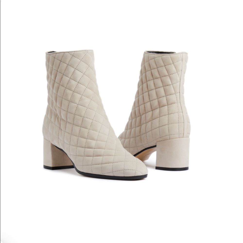 M. Gemi Suede Quilted Corsa Boot in Natural Color